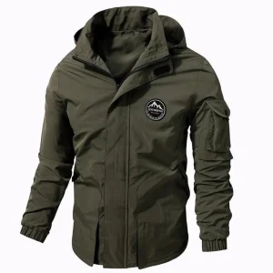 Herr outdoorjacka – Vattenavvisande – Justerbar huva – Flera fickor