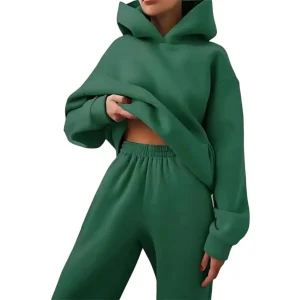 Tracksuit Set i Polyester - Tvådelat med Oversized Passform och Hellånga Byxor - Enfärgat Set för Vardag och Fritid - Olsson