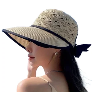 Floppy Hatt i Pappersstrå – Solhatt Med Rosett Och Blomdetalj
