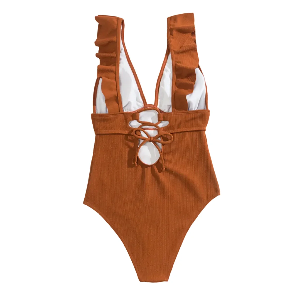 Dam Baddräkt - Polyester Baddräkt Med Volangdetaljer Och Bindband - Bild 9