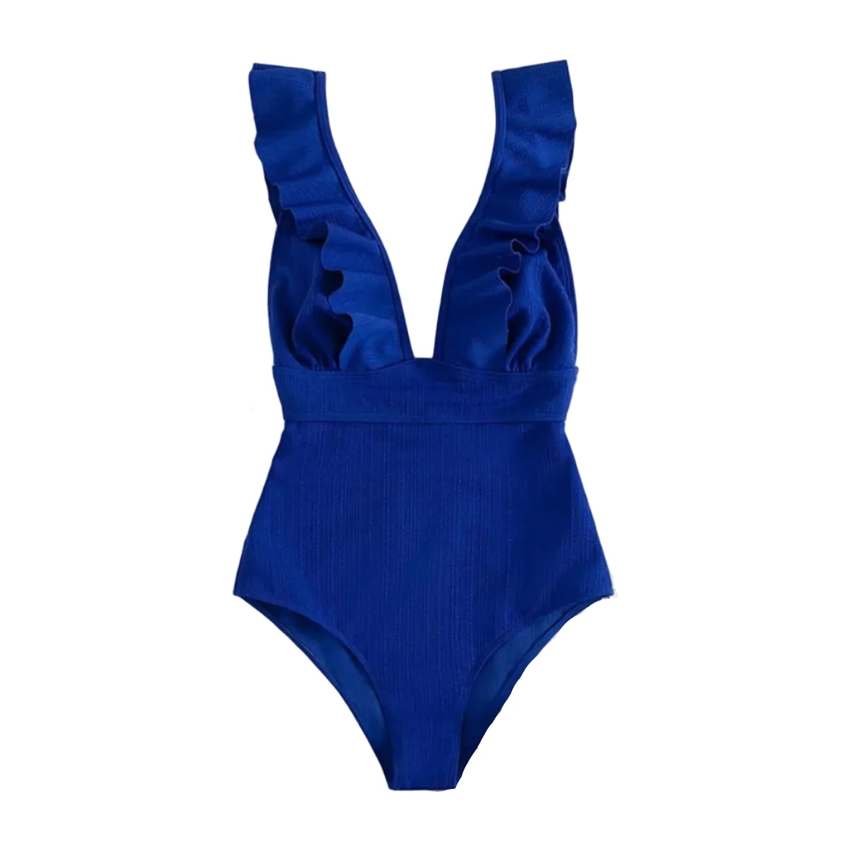 Dam Baddräkt - Polyester Baddräkt Med Volangdetaljer Och Bindband - Bild 2