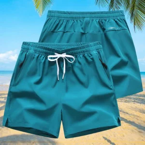 Herr Shorts – Elastisk Resårlinning – Dragkedjefickor – Sport och Strand