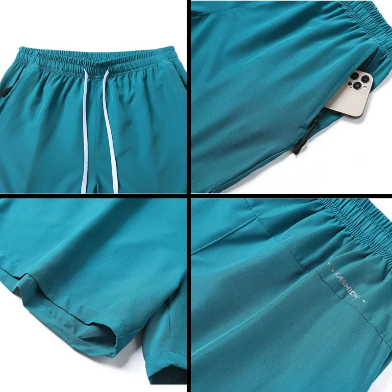 Herr Shorts – Elastisk Resårlinning – Dragkedjefickor – Sport och Strand - Bild 5
