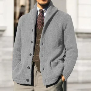 Herrcardigan – Klassisk stickad cardigan – Knappstängning – Regular fit