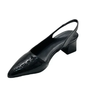 Slingback Skor Med Spetsig Tå – Kitten Heel Skor Med Elastiskt Band
