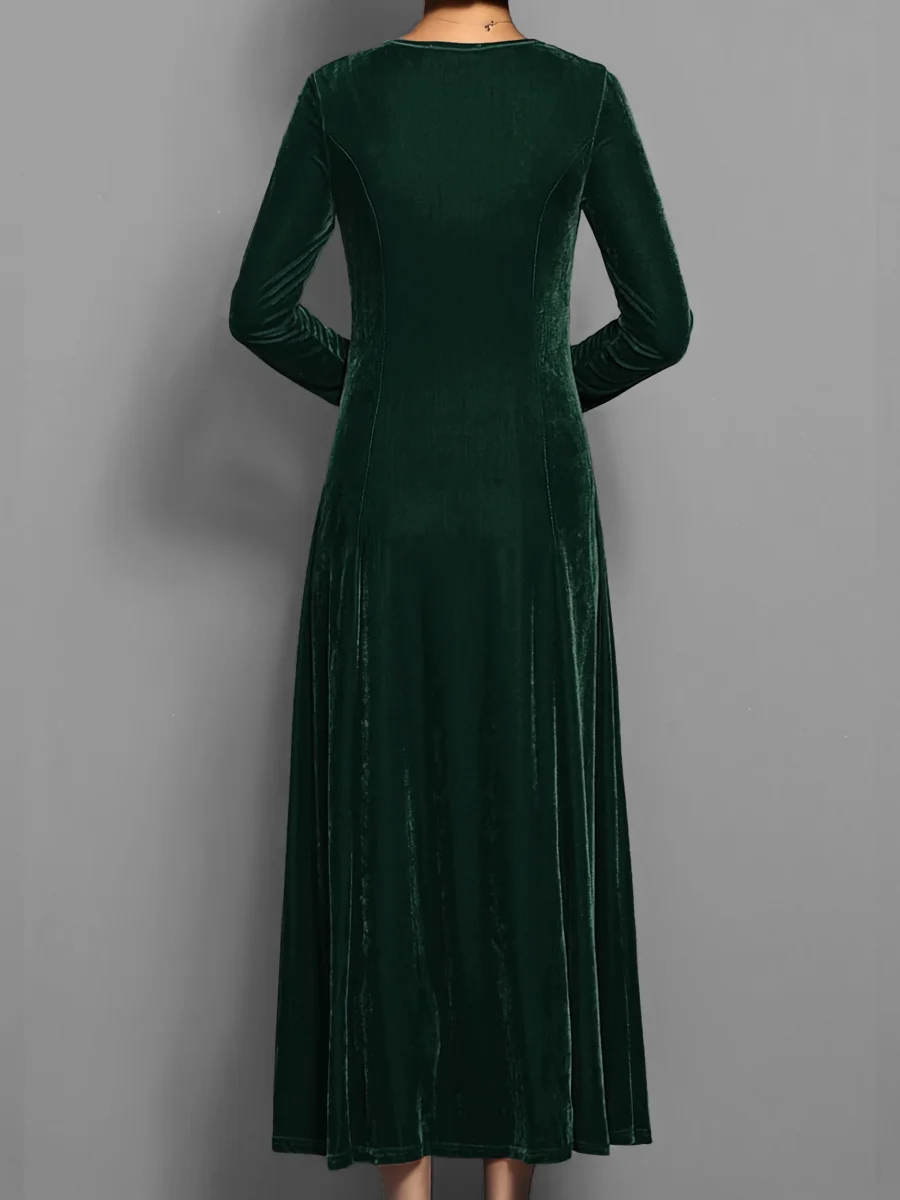 Dammaxiklänning – Sammetslook – Långa ärmar – Elegant kvällsstil - Bild 9