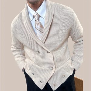 Tjock cardigan i Old money stil för män